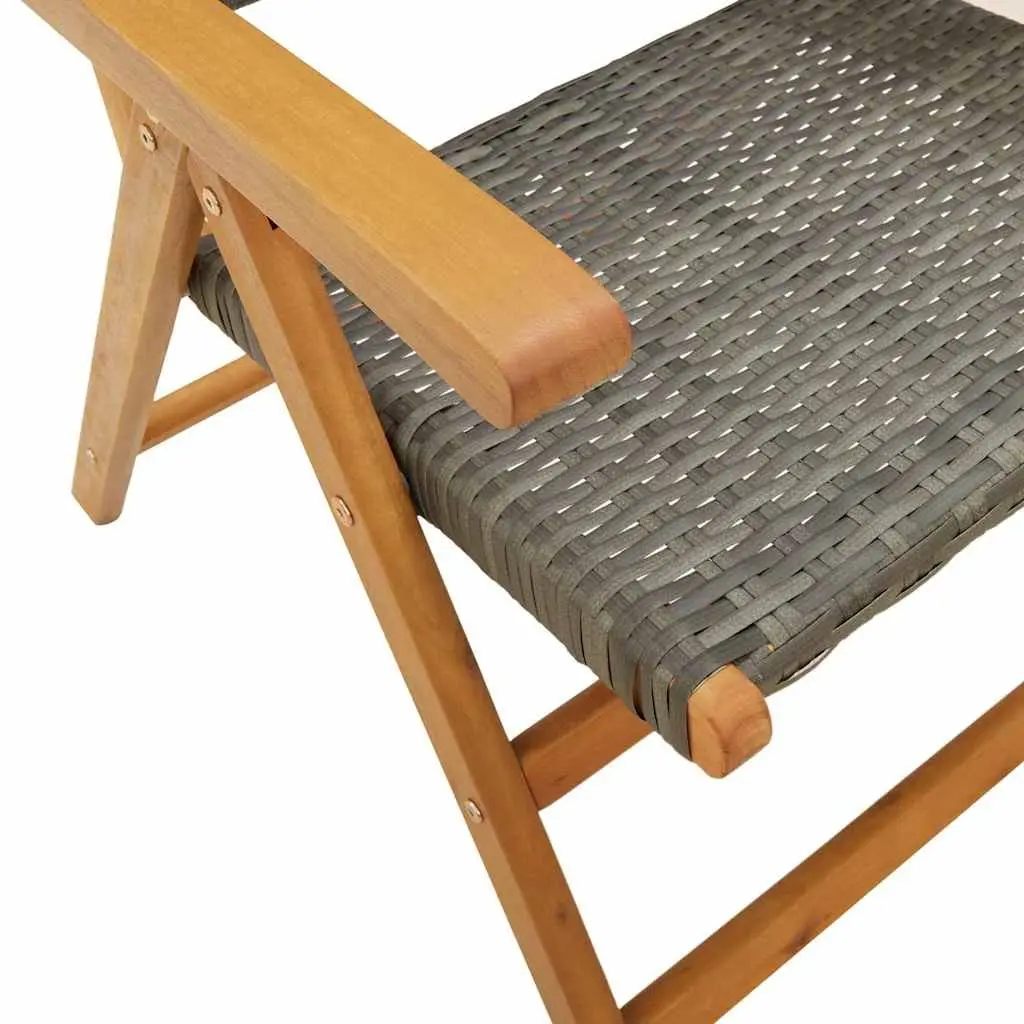 Reclining Garden Chairs 4 pcs Grey Outdoor Seating Foldable Patio Furniture Set