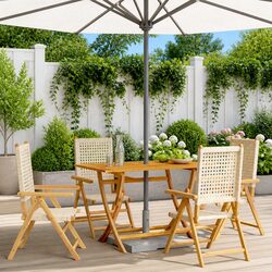 4-Piece Outdoor Reclining Chairs Set in Beige Rattan