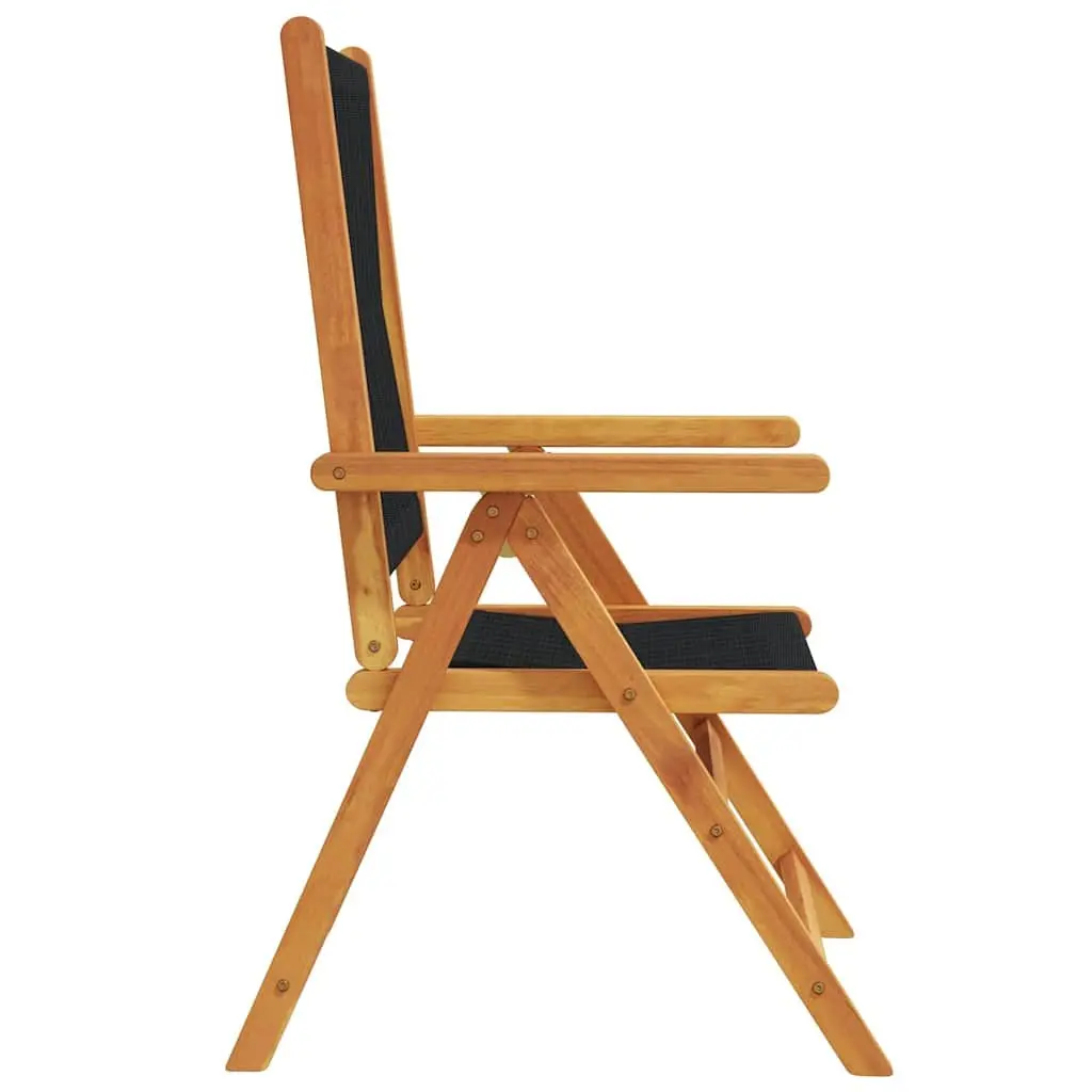 Outdoor Reclining Garden Chairs Set of 4 Black Wooden Folding Patio Seating
