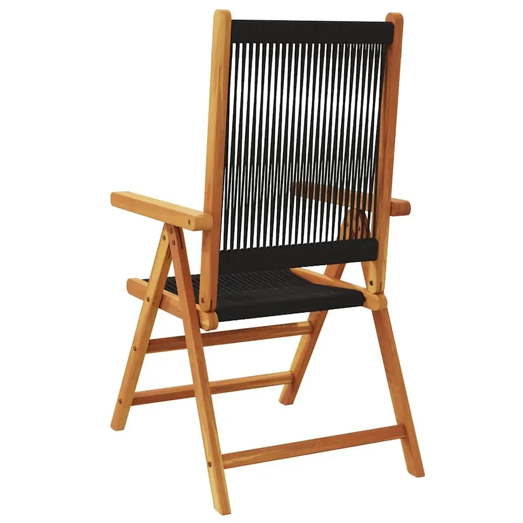 Outdoor Reclining Garden Chairs 6 Piece Foldable Acacia Wood Adjustable Backrest