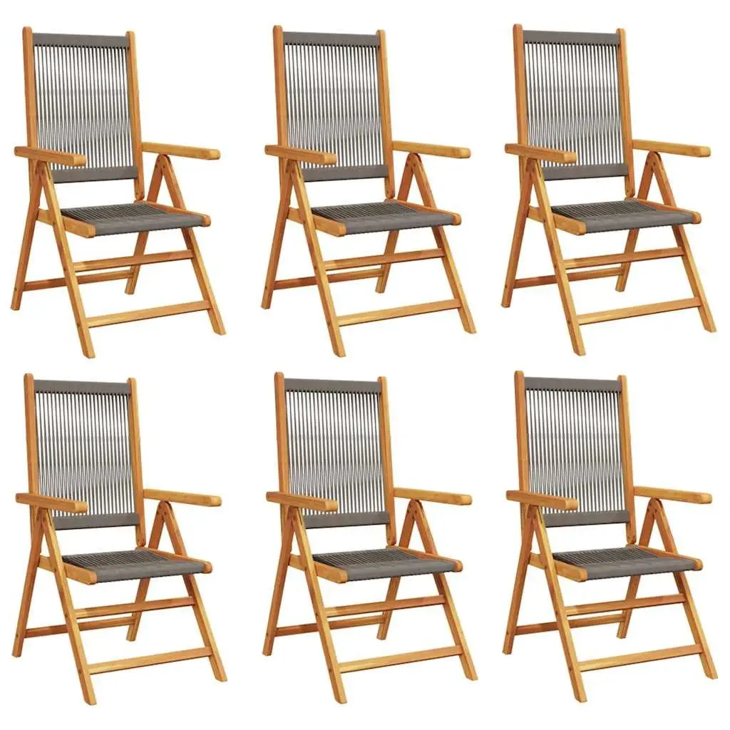 Reclining Outdoor Chairs Set 6 Piece Foldable Garden Seating Grey Wood