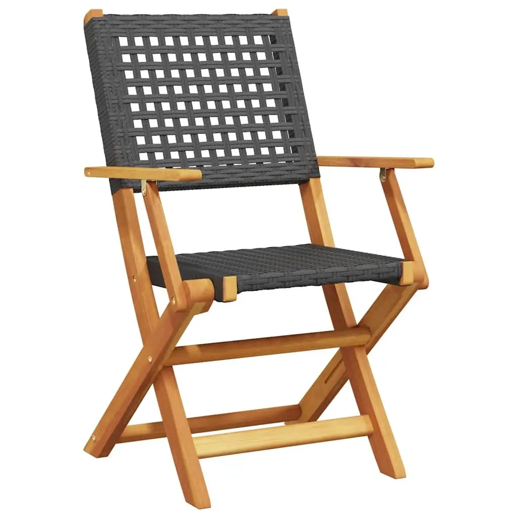 Outdoor Folding Chairs 6 Piece Black Poly Rattan Garden Patio Balcony Storage Seating