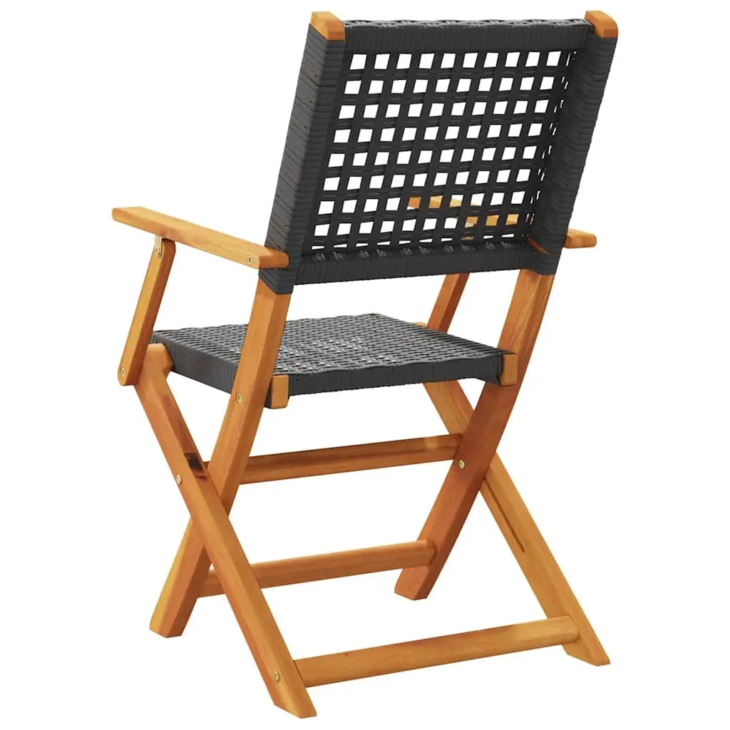 Outdoor Folding Chairs 6 Piece Black Poly Rattan Garden Patio Balcony Storage Seating