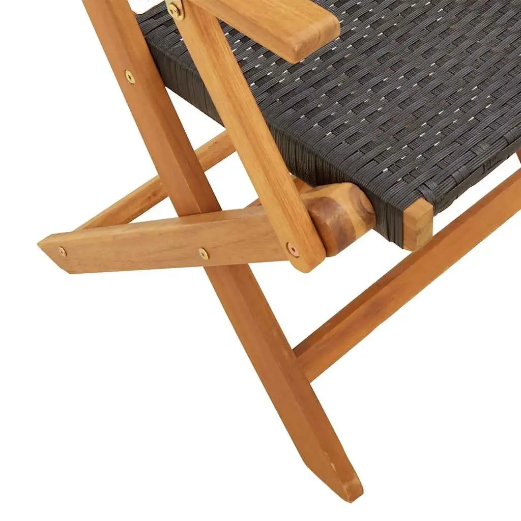 Outdoor Folding Chairs 6 Piece Black Poly Rattan Garden Patio Balcony Storage Seating