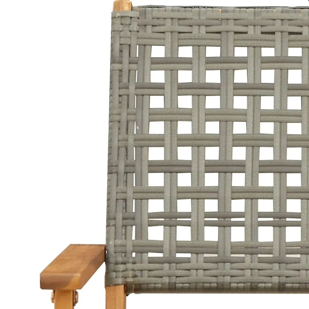 Folding Garden Chairs Set of 4 Grey Acacia Wood and PE Rattan Outdoor Seating