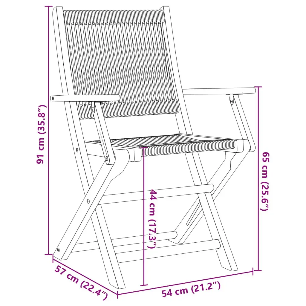 Folding Garden Chairs 8 Piece Black Solid Wood Acacia Outdoor Seating