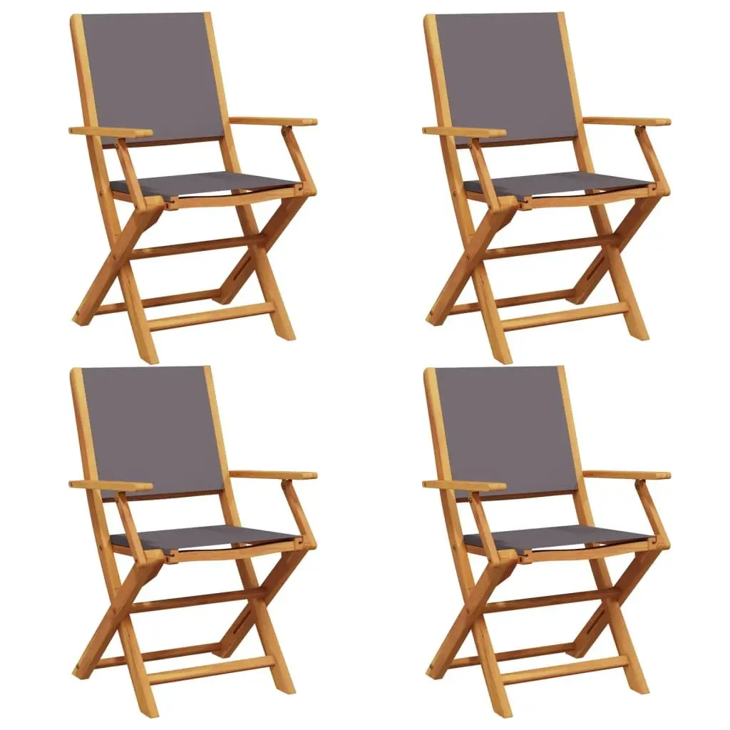 Folding Garden Chairs 4 Piece Outdoor Seating Acacia Wood Anthracite Fabric