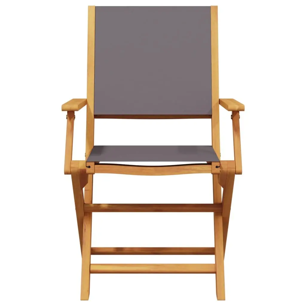 Folding Garden Chairs 4 Piece Outdoor Seating Acacia Wood Anthracite Fabric