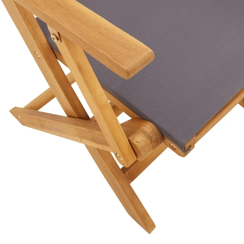 Folding Garden Chairs 4 Piece Outdoor Seating Acacia Wood Anthracite Fabric