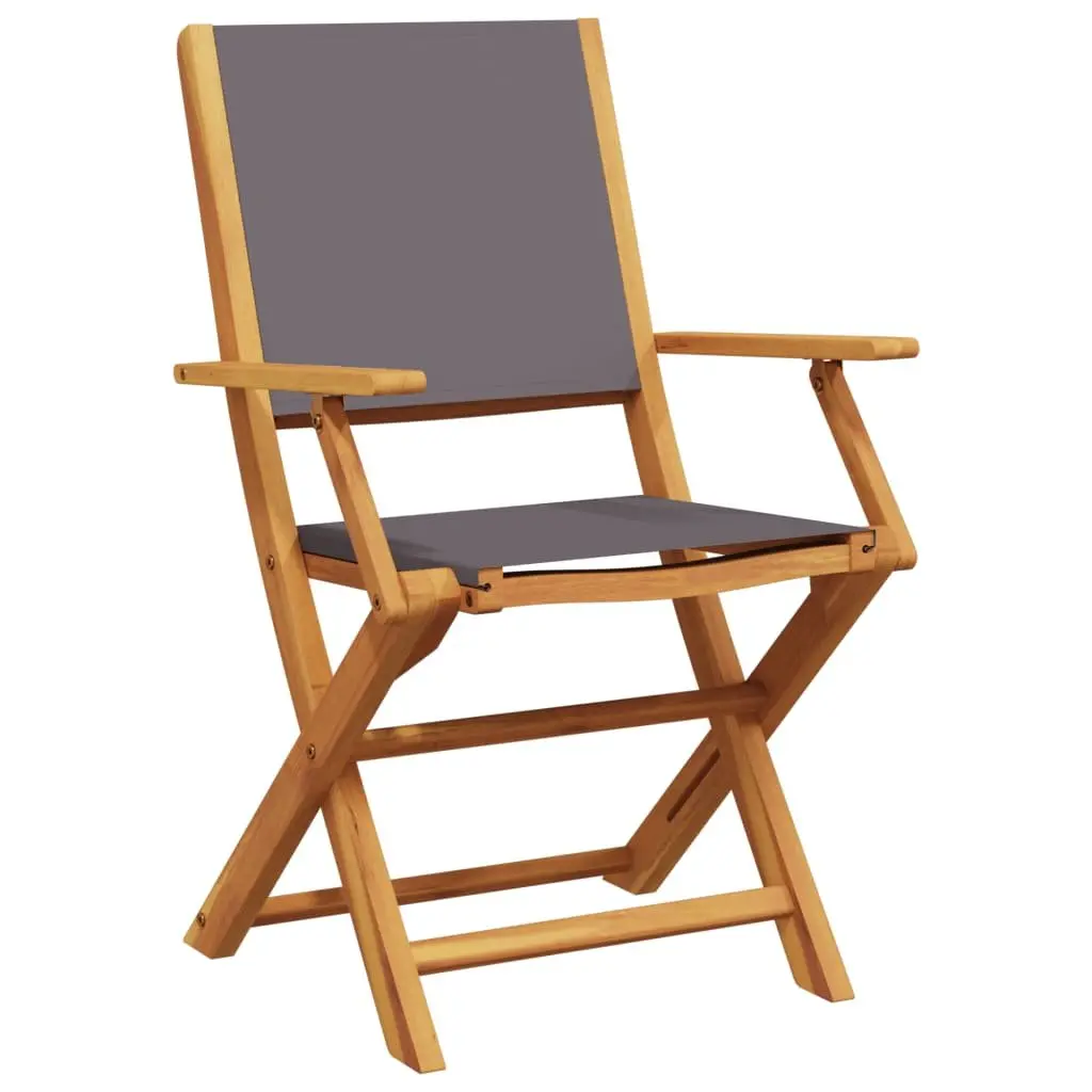 Folding Garden Chairs Set 8 Piece Anthracite Solid Acacia Wood Weather Resistant Outdoor Seating