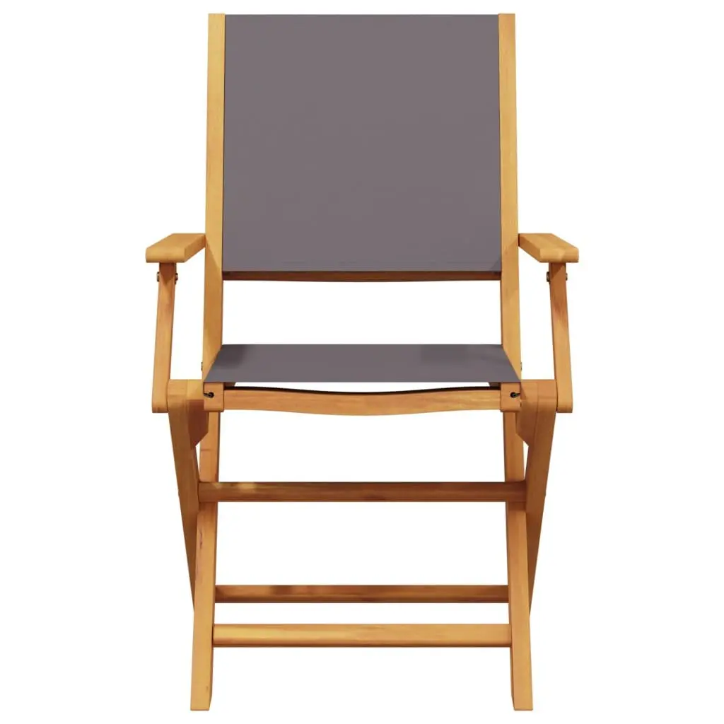 Folding Garden Chairs Set 8 Piece Anthracite Solid Acacia Wood Weather Resistant Outdoor Seating