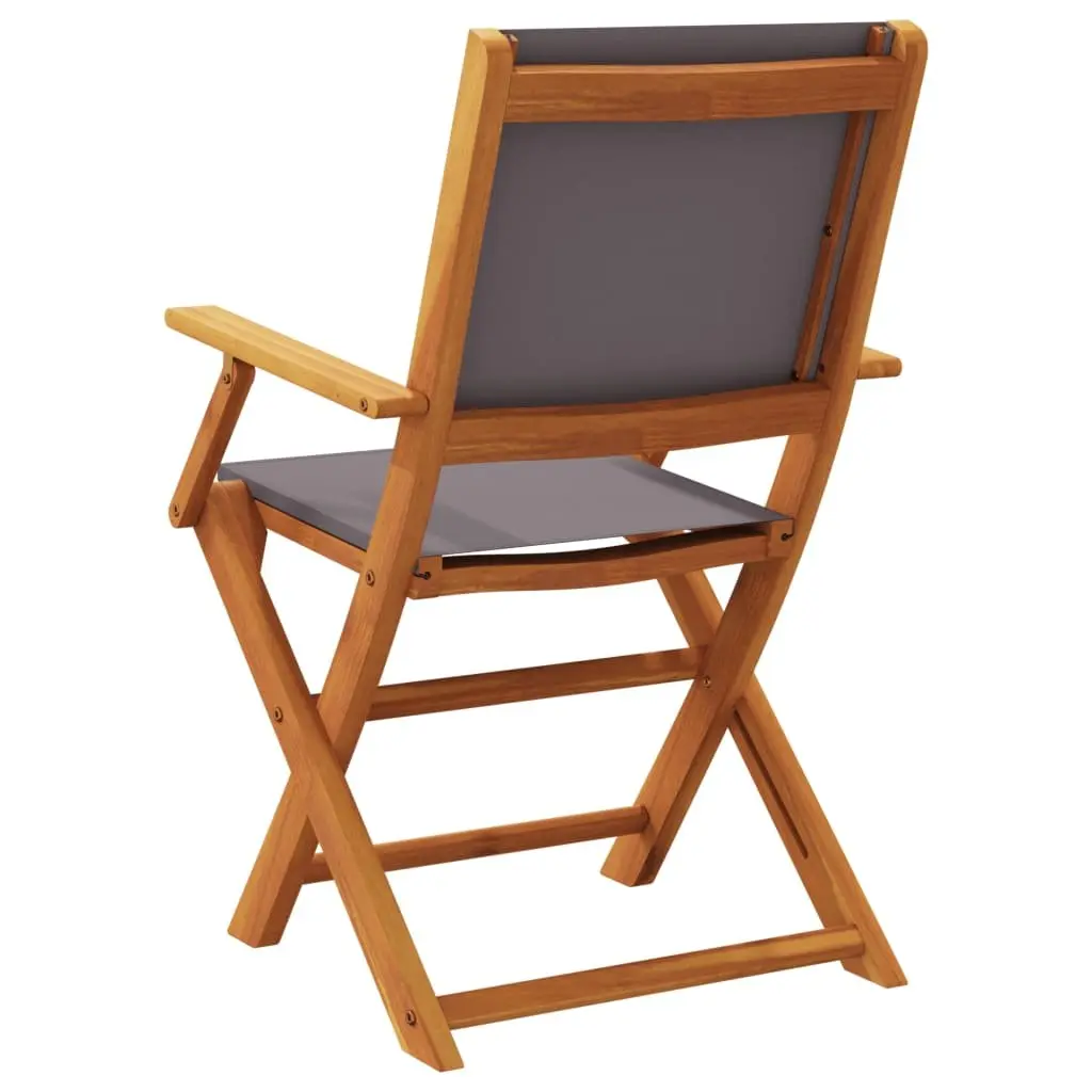 Folding Garden Chairs Set 8 Piece Anthracite Solid Acacia Wood Weather Resistant Outdoor Seating