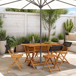 Set of 4 Comfortable Folding Chairs for Outdoor Spaces in Black