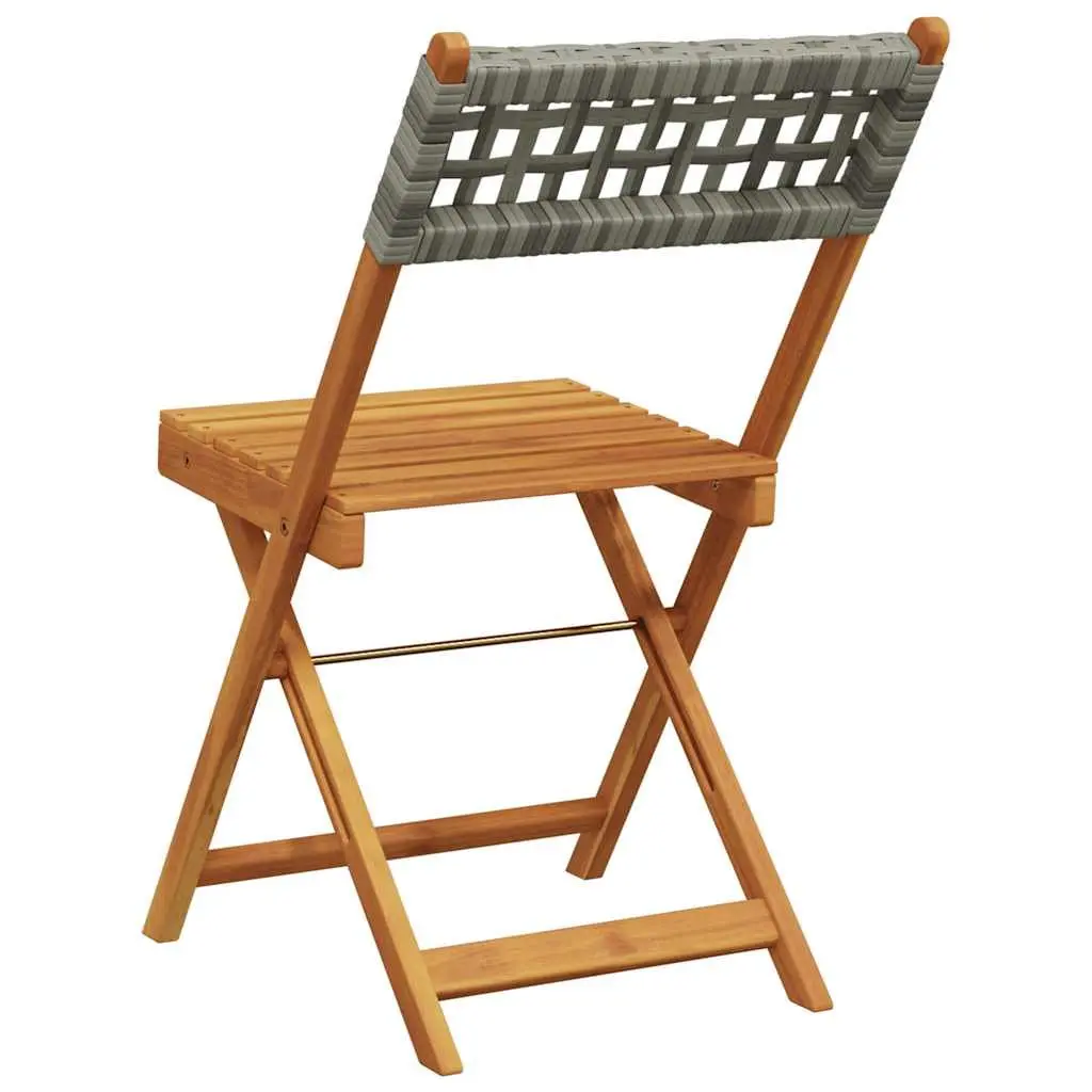 Folding Chairs Set of 6 Grey Outdoor Seating with Wooden Armrests for Garden and Patio Use