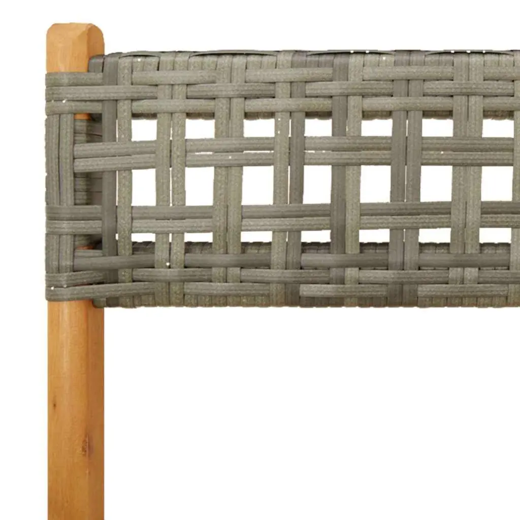 Folding Chairs Set of 6 Grey Outdoor Seating with Wooden Armrests for Garden and Patio Use