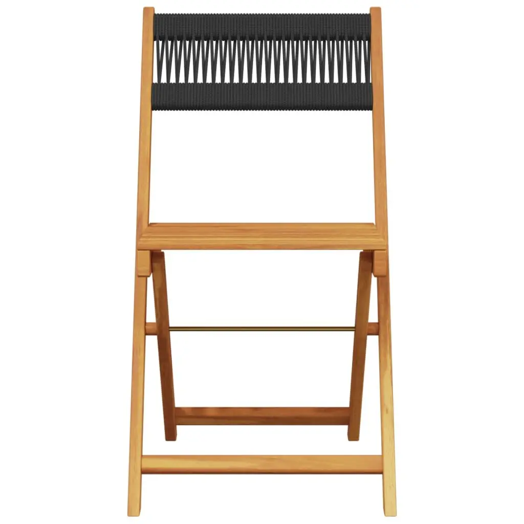 Folding Garden Chairs 4 Pieces Black Outdoor Seating Patio Balcony Wooden
