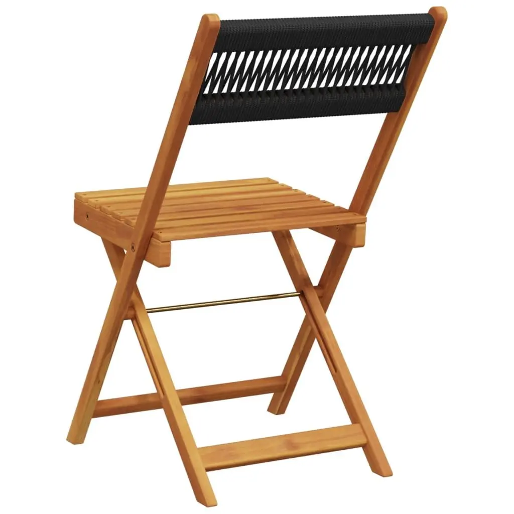 Folding Garden Chairs 4 Pieces Black Outdoor Seating Patio Balcony Wooden