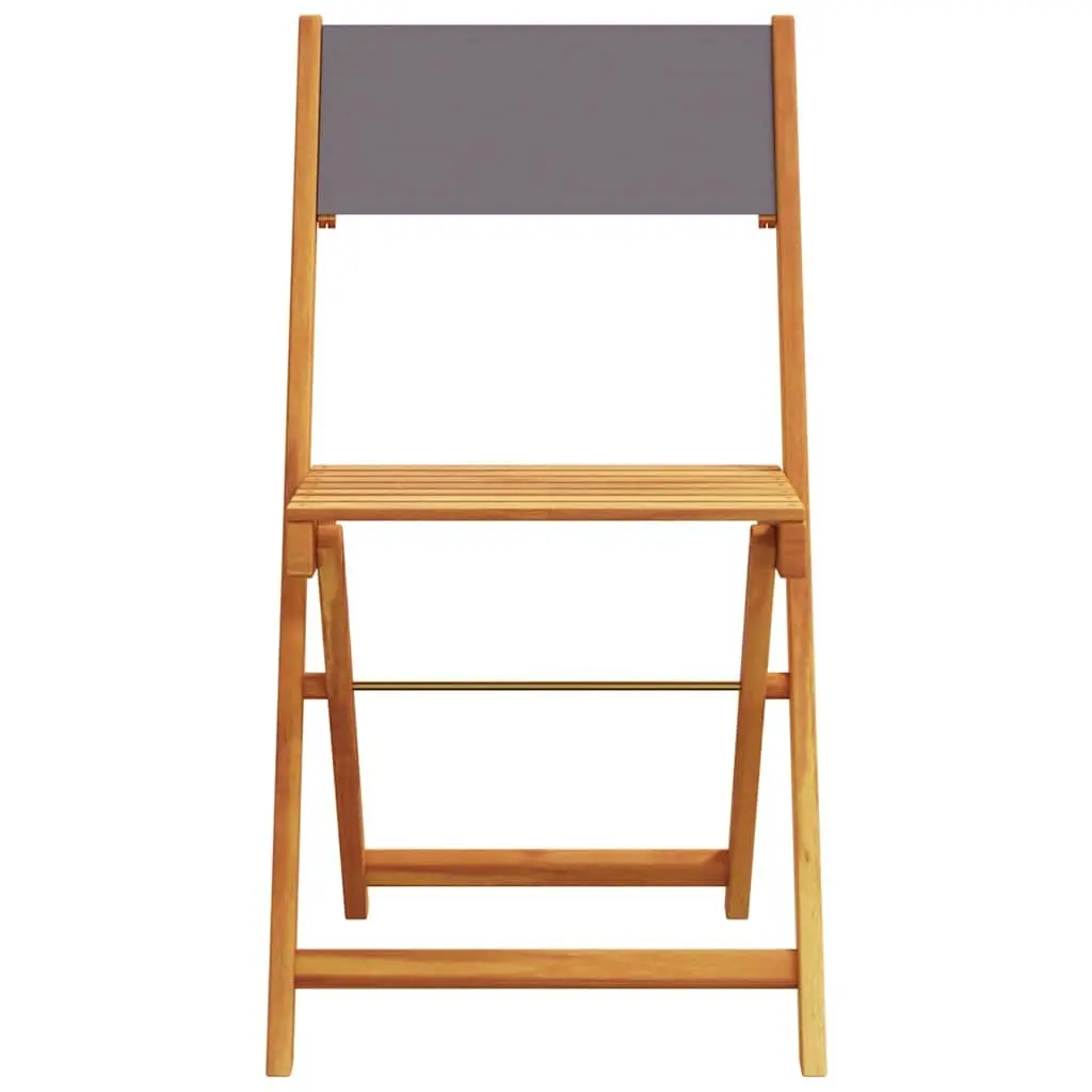 Outdoor Folding Chairs Set 8 Pieces Portable Acacia Wood Seating Anthracite Fabric