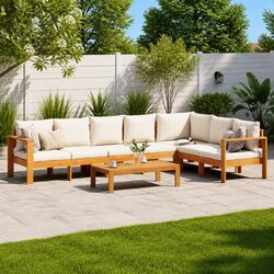 Outdoor Patio Furniture Set - 5-Piece Garden Sofa with Cushions