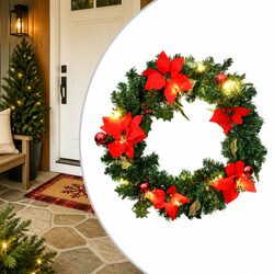 Christmas Wreath LED Lights Decoration 60cm Indoor Outdoor Holiday Seasonal