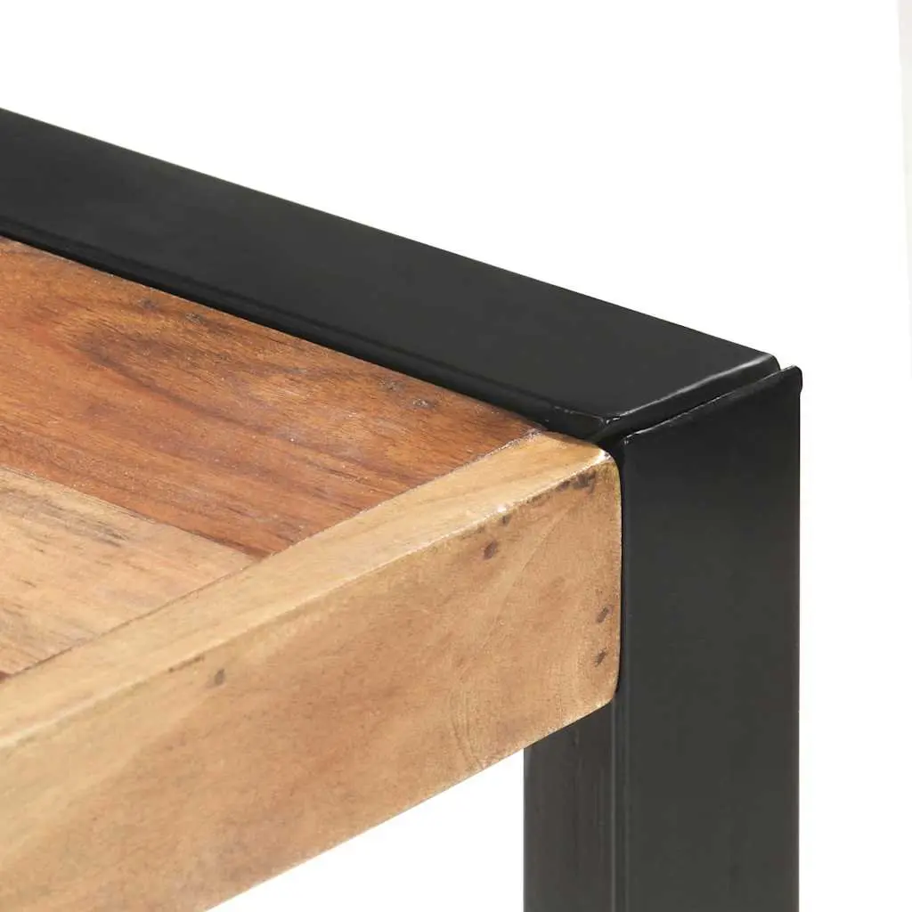 Dining Table 160x80cm Industrial Brown Solid Wood Acacia Rubberwood Steel Legs