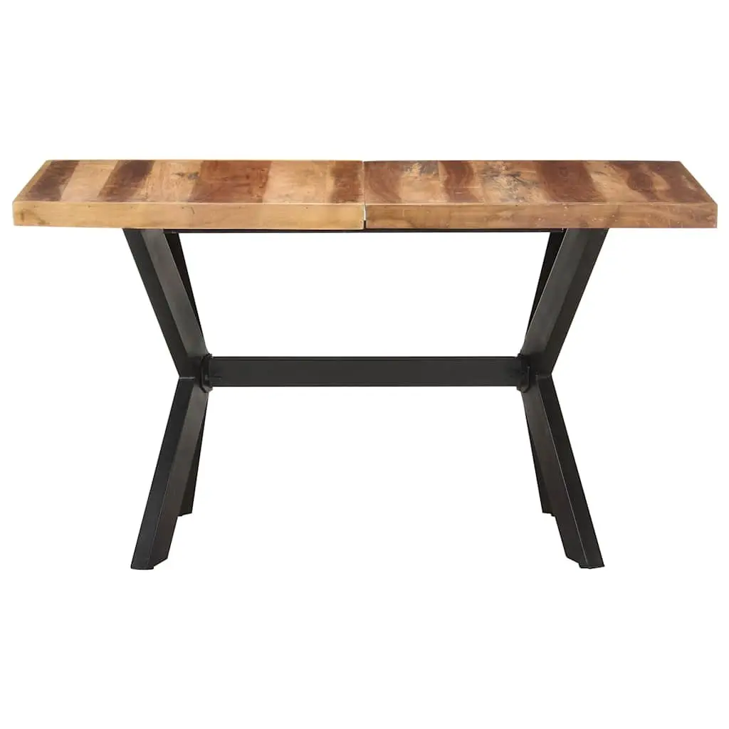 Solid Wood Dining Table 140x70x75 cm Industrial Style Steel Frame Brown