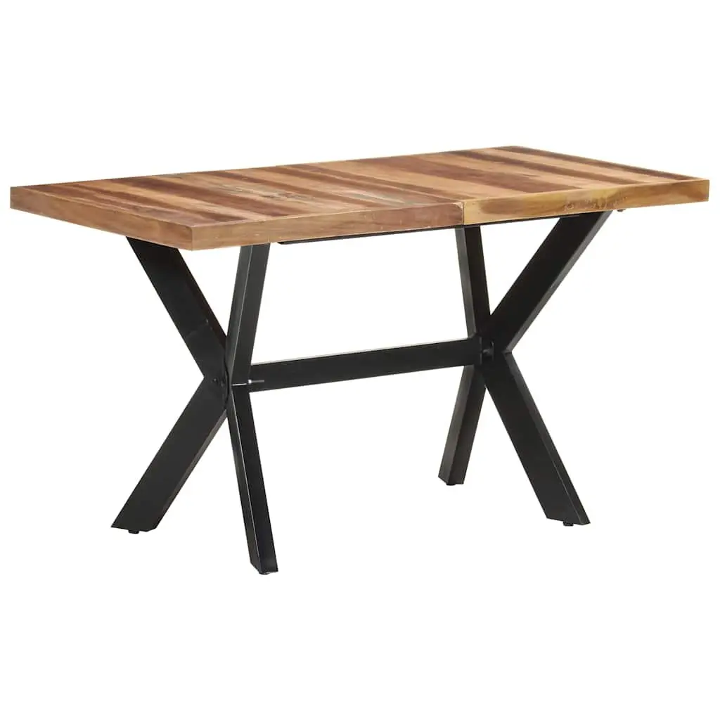 Solid Wood Dining Table 140x70x75 cm Industrial Style Steel Frame Brown