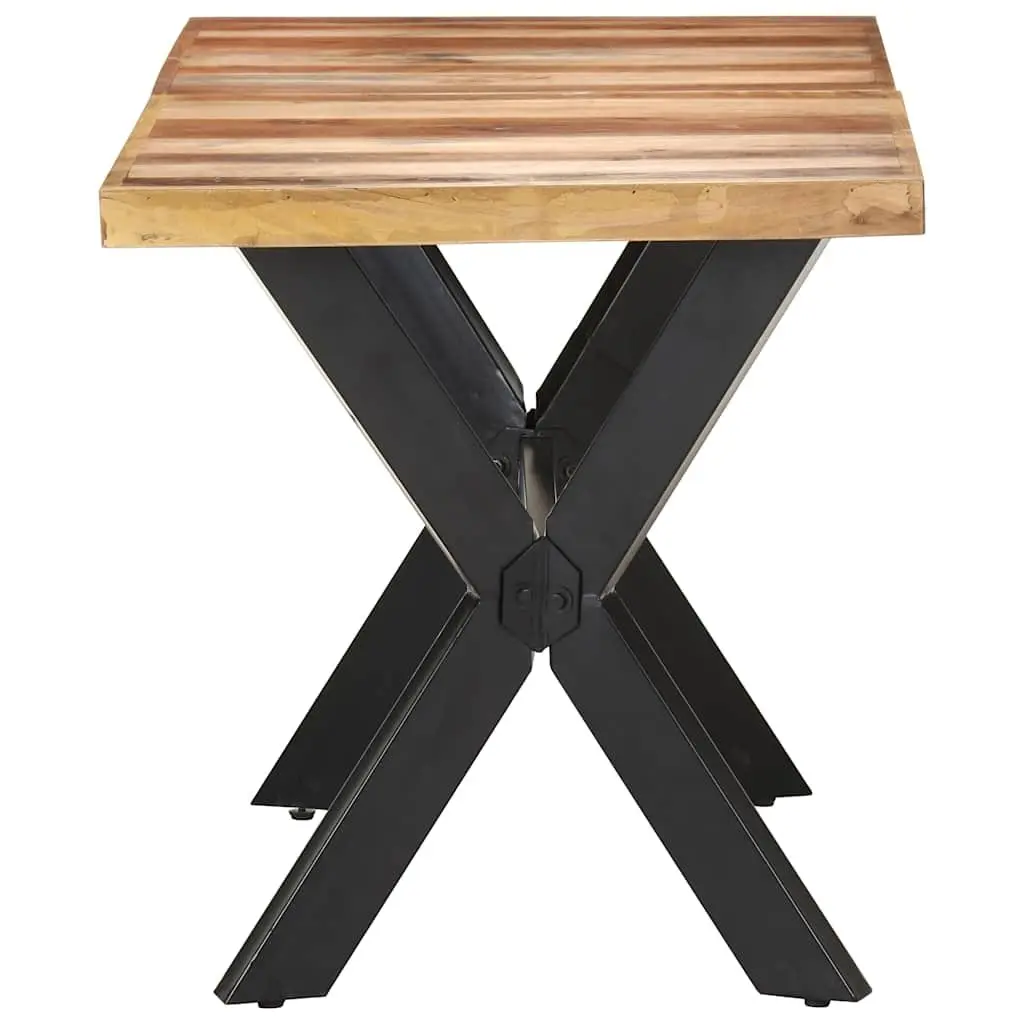 Solid Wood Dining Table 140x70x75 cm Industrial Style Steel Frame Brown