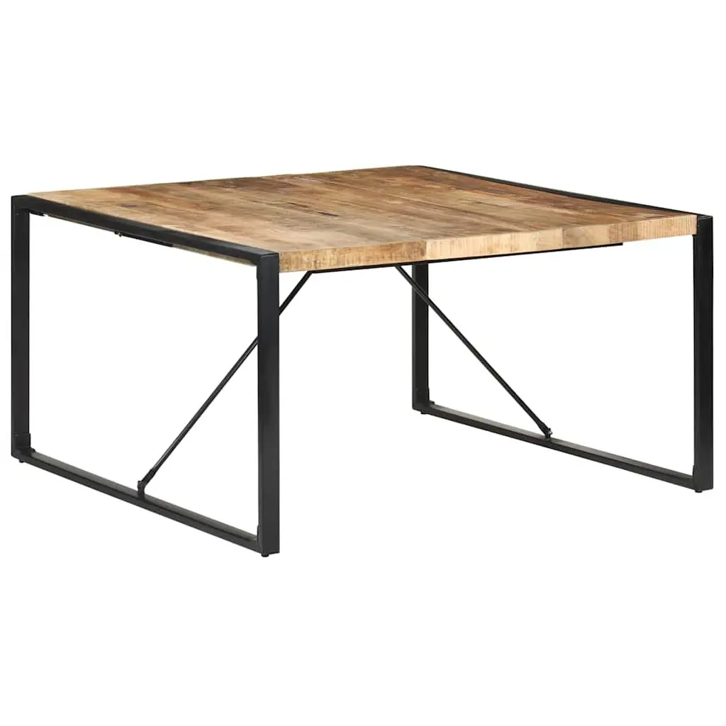 Dining Table 140x140 cm Solid Mango Wood Industrial Style with Steel Legs