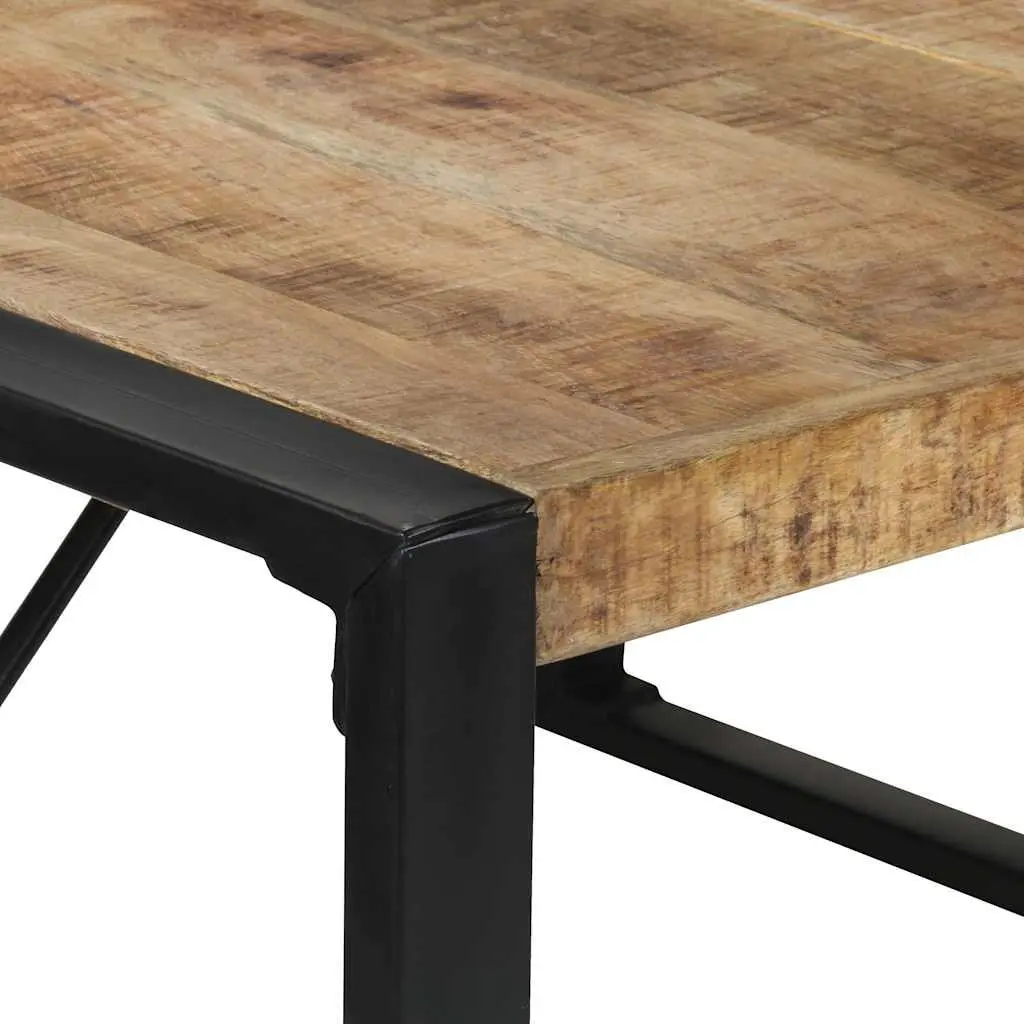 Dining Table 140x140 cm Solid Mango Wood Industrial Style with Steel Legs