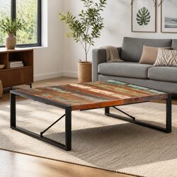 Stylish Reclaimed Wood Coffee Table 120x120x40 cm for Your Living Room