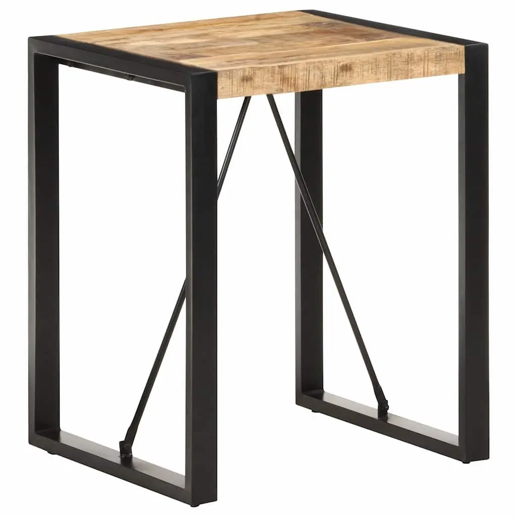 Dining Table 60x60x75 cm Solid Mango Wood Black Industrial Bistro Kitchen