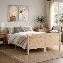 135x190 cm Pine Bed Frame for a Cozy Bedroom Setup