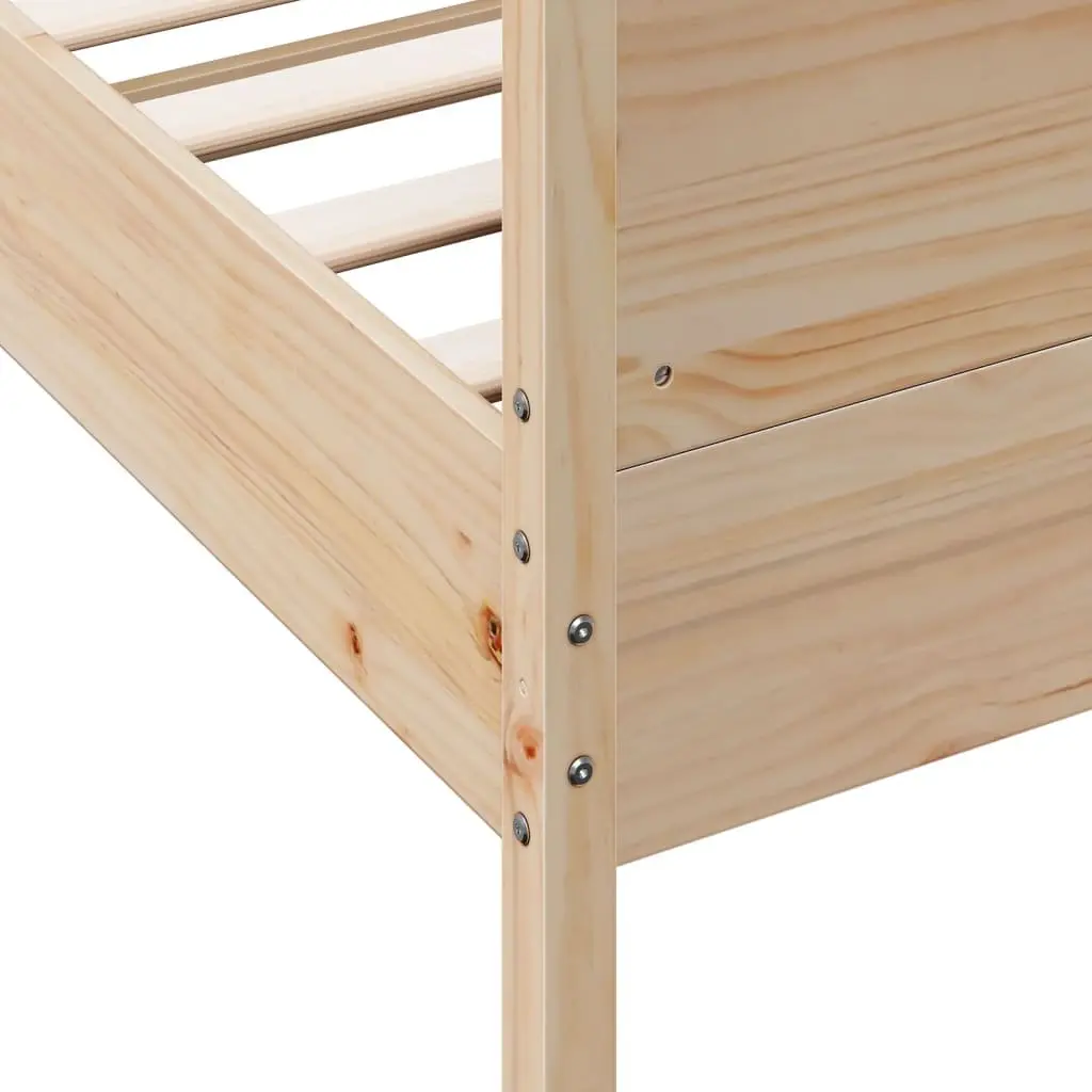 Bed Frame 135x190 cm Solid Wood Pine with Headboard and Footboard