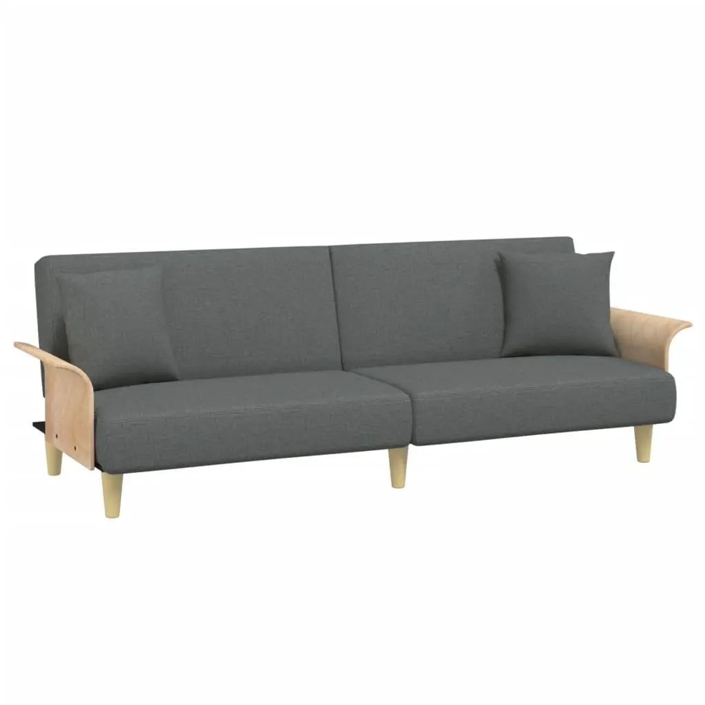 Sofa Bed 2-Seater Grey Velvet Adjustable Backrest with Footstool and Pillows