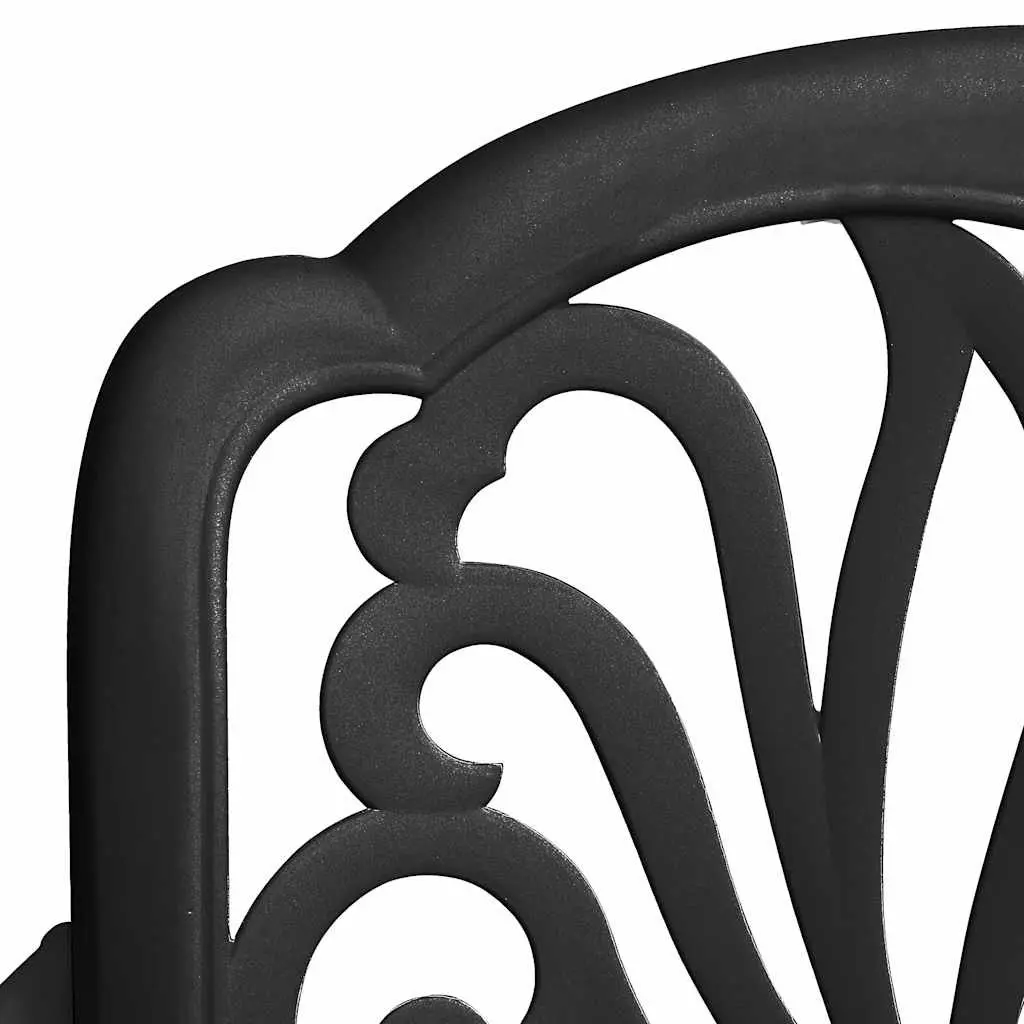 Black Outdoor 3 Piece Bistro Set Patio Furniture Table with Two Chairs for Garden and Balcony