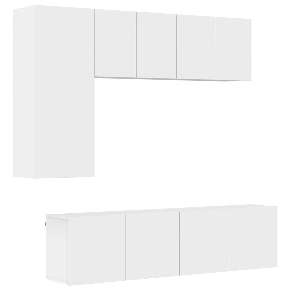 TV Wall Unit 5 Piece White Floating Shelves Storage Cabinet Wall-Mounted
