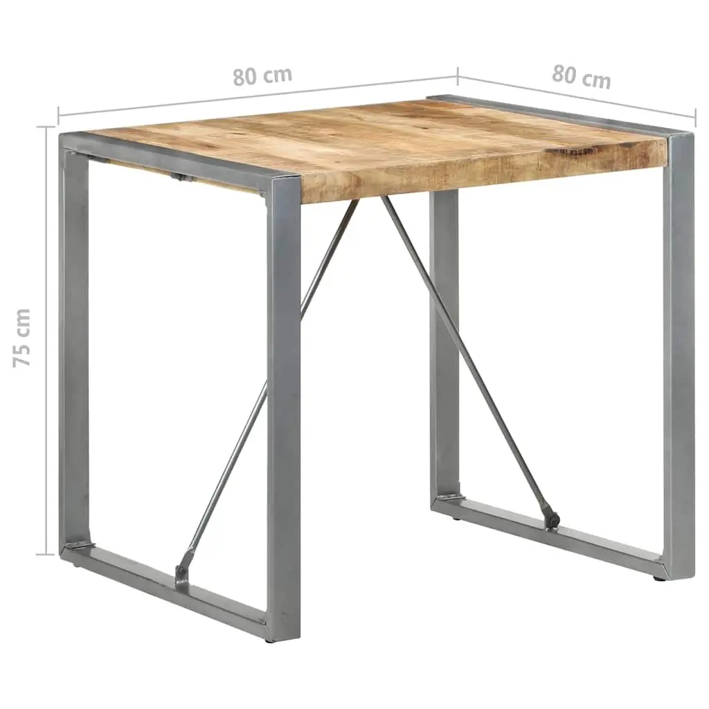 Dining Table 80x80x75 cm Rough Mango Wood Industrial Style Kitchen Room Furniture