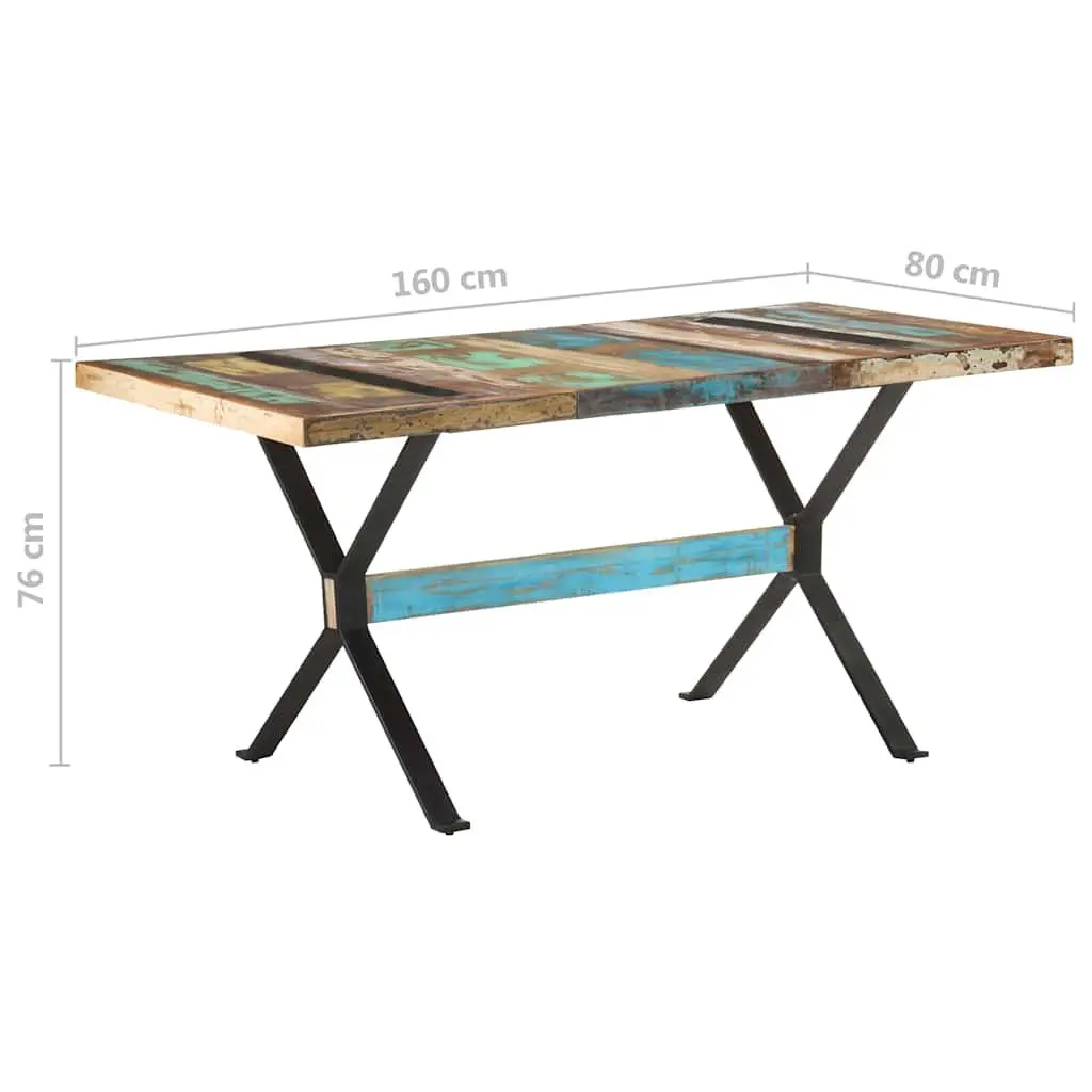 Dining Table 160x80x76 cm Solid Reclaimed Wood Industrial Style Kitchen Furniture