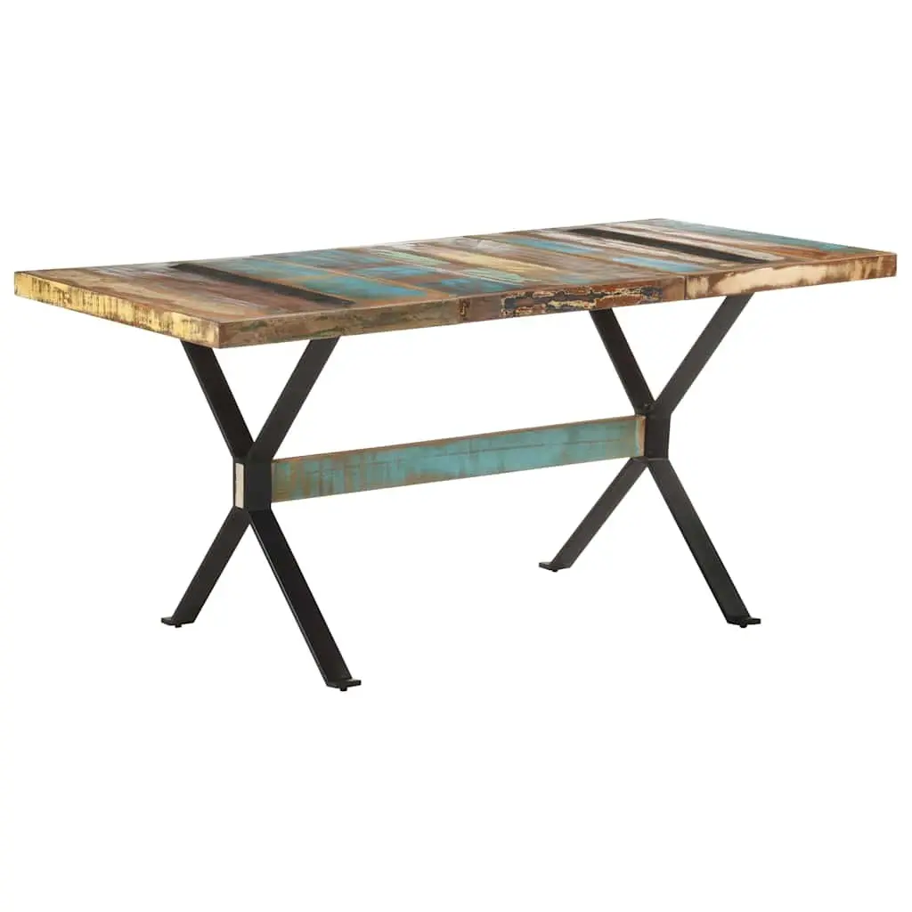 Dining Table 160x80x76 cm Solid Reclaimed Wood Industrial Style Kitchen Furniture