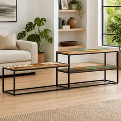 Modern Industrial TV Cabinet 180x30x50 cm Solid Wood Design