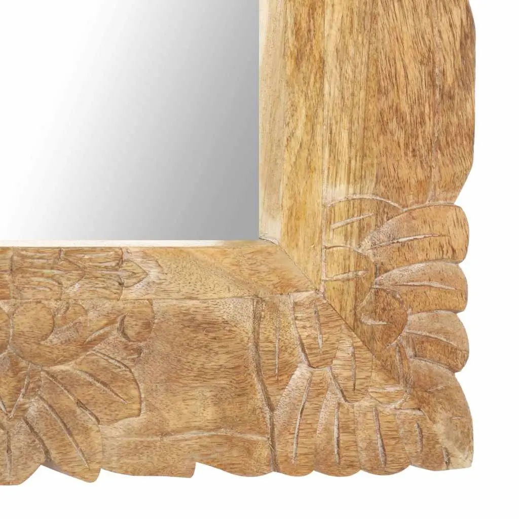 Solid Mango Wood Mirror 110x50 cm Hand-Carved Wall Mounted Home Decor