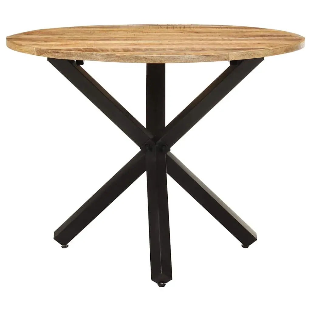 Round Dining Table 100cm Mango Wood Powder Coated Steel Legs Brown