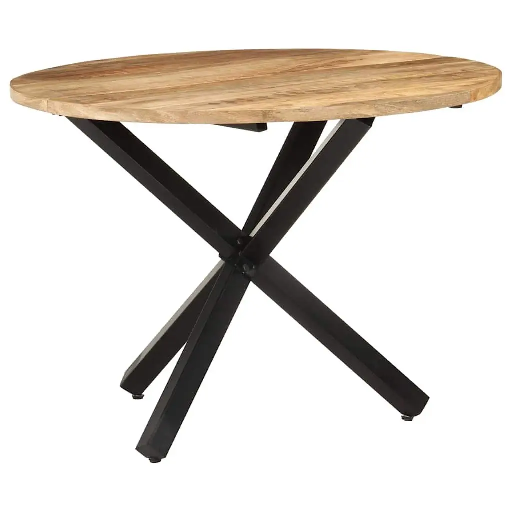 Round Dining Table 100cm Mango Wood Powder Coated Steel Legs Brown