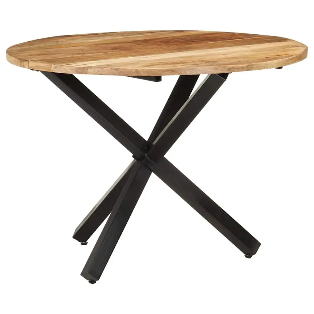 Round Dining Table 100cm Mango Wood Powder Coated Steel Legs Brown