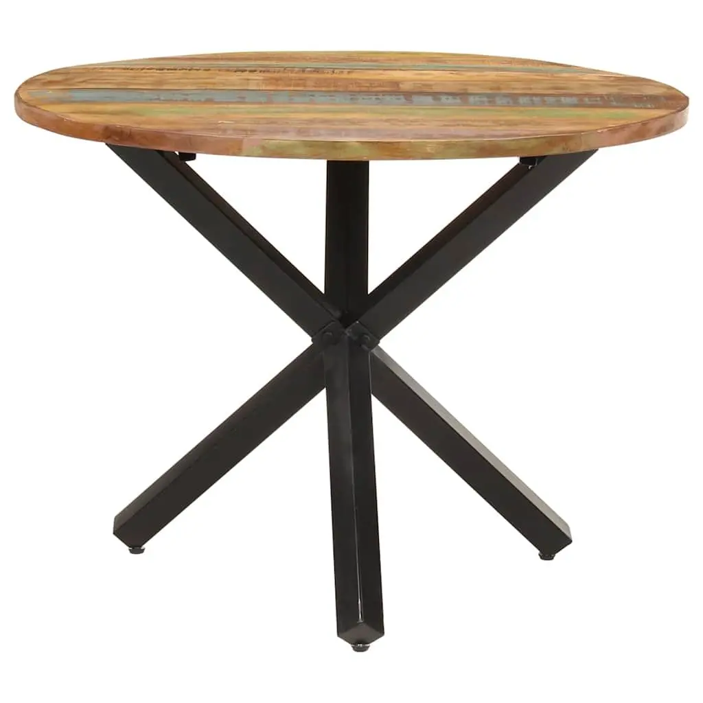 Round Dining Table 100x100x75cm Reclaimed Wood Handmade Kitchen Furniture Brown