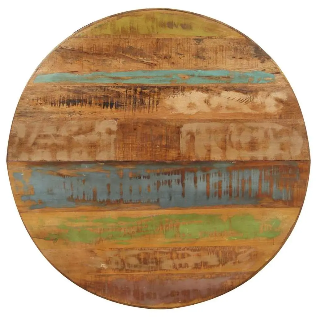 Round Dining Table 100x100x75cm Reclaimed Wood Handmade Kitchen Furniture Brown