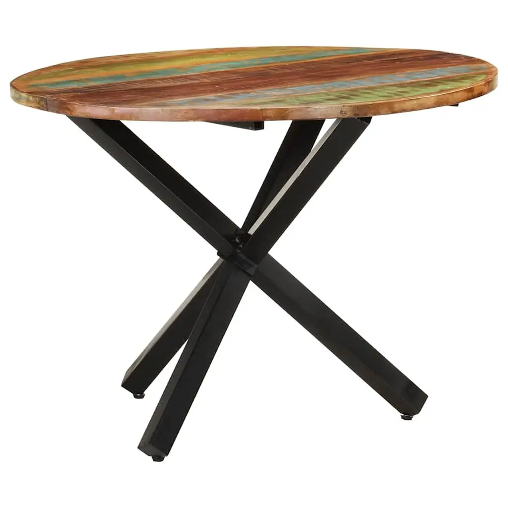 Round Dining Table 100x100x75cm Reclaimed Wood Handmade Kitchen Furniture Brown