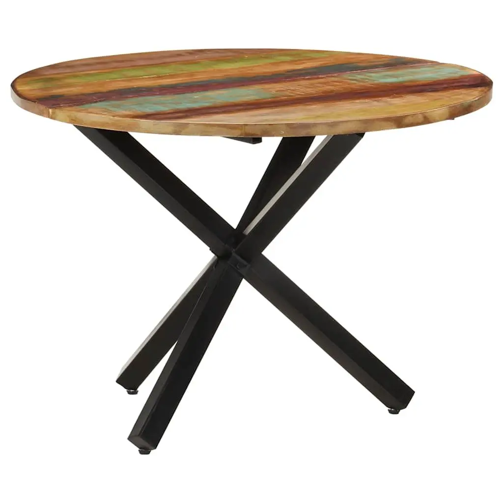 Round Dining Table 100x100x75cm Reclaimed Wood Handmade Kitchen Furniture Brown