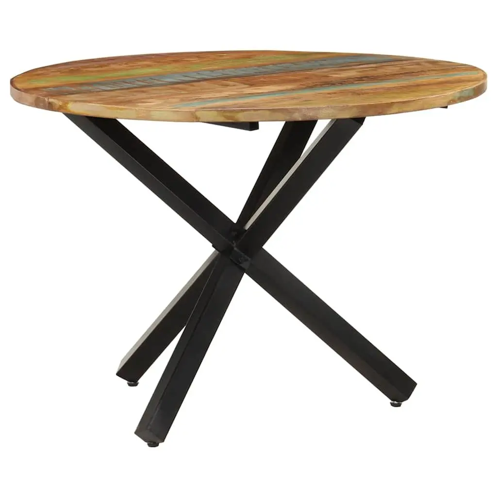 Round Dining Table 100x100x75cm Reclaimed Wood Handmade Kitchen Furniture Brown